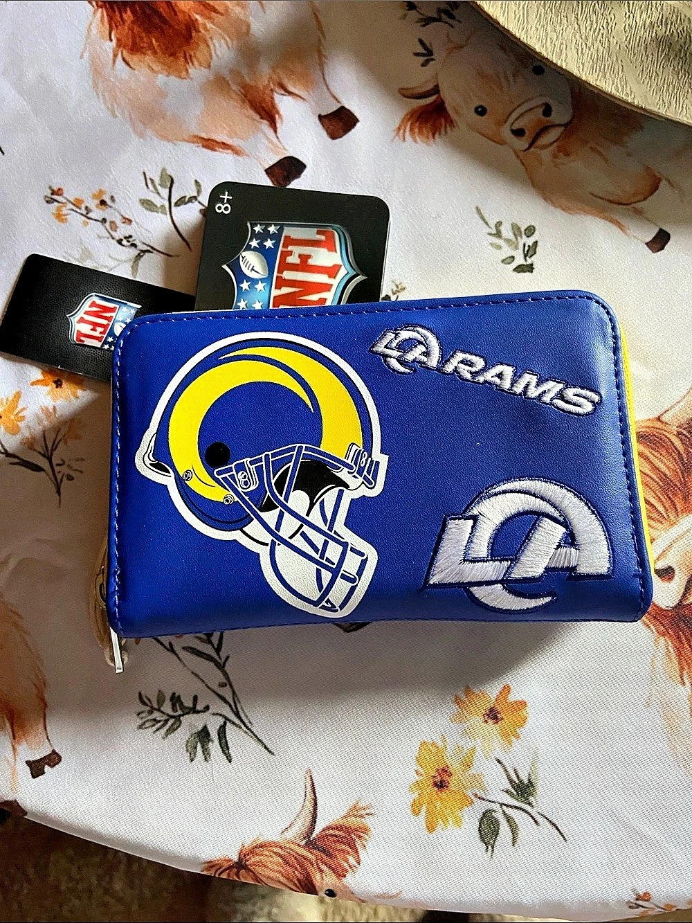 Loungefly NFL Los Angeles Rams Patches Zip Around Wallet Blue & Yellow